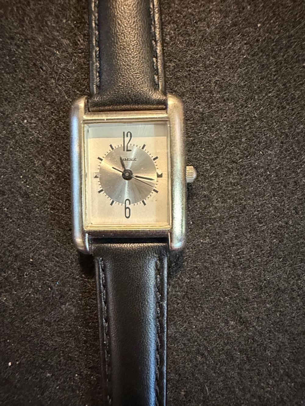 Carriage Boutique Black Leather Strap Watch with Silver Dial